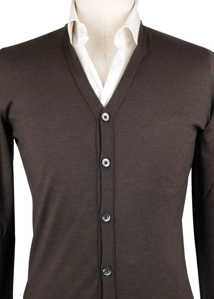 Fiori Di Lusso Dark Brown V-Neck Cardigan