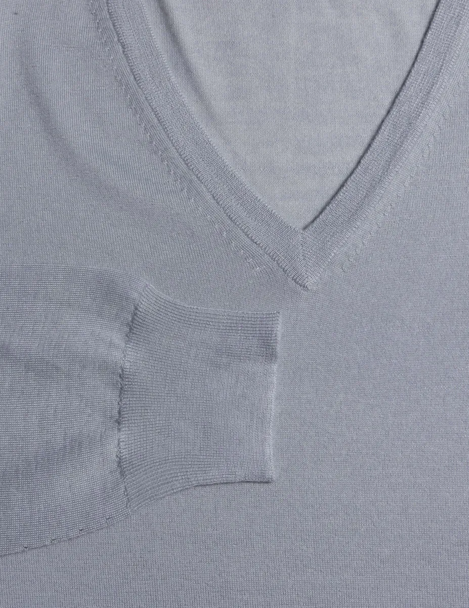Fiori Di Lusso Light Blue V-Neck Sweater