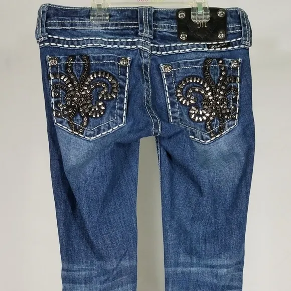 Fleur De Lis embellished boot cut jeans ladies 25