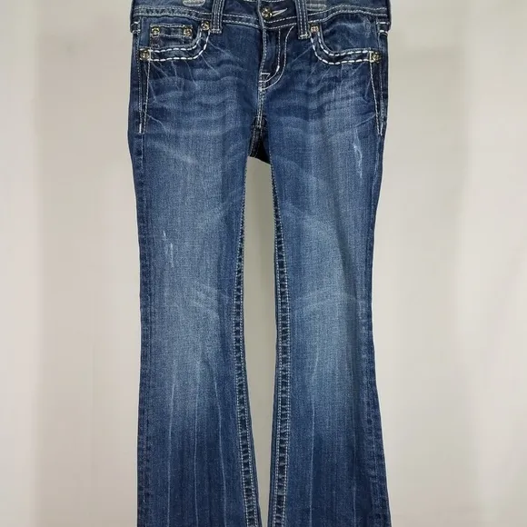 Fleur De Lis embellished boot cut jeans ladies 25