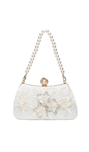 FLORAL LACE PEARL CLUTCH