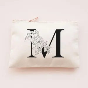 Floral Monogram Makeup Bag