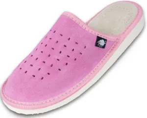 FOOTHUGS Women's Natural Leather Mule Slippers with Memory Foam Health Insole - Pink