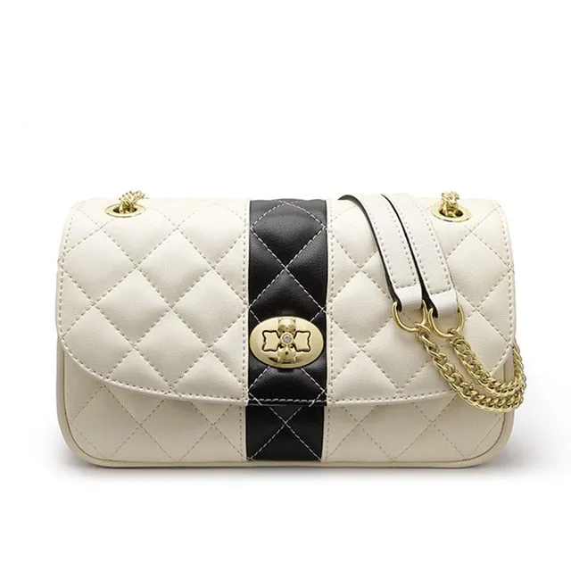 FOXER Women Chain Strap Messenger Bag Diamond Lattice Flap