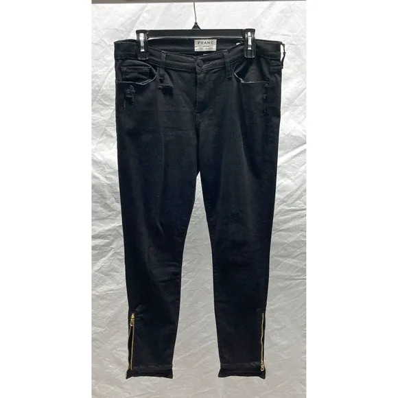 Frame Denim Le Skinny De Jeanne Stagger Zip Jeans 32