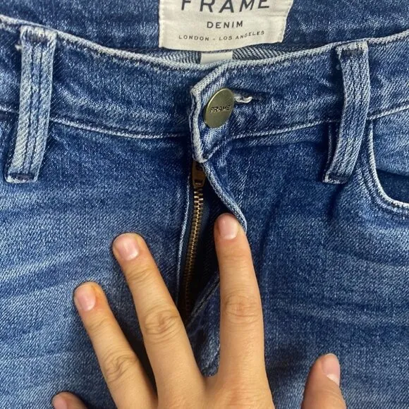 Frame Le High Skinny Gusset Step Hem Jeans in Oakley - Size 27