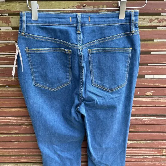 Free People Super Skinny Jeans Womens Distressed High Rise Denim Blue Sz 29 NWT