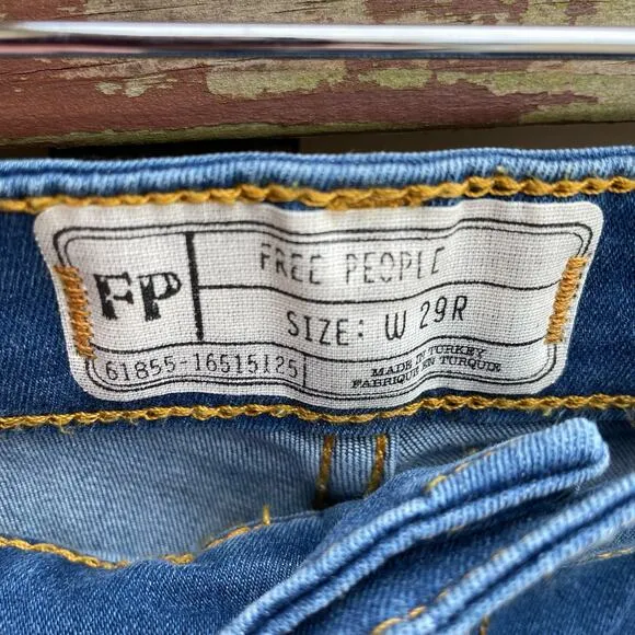 Free People Super Skinny Jeans Womens Distressed High Rise Denim Blue Sz 29 NWT