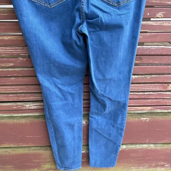 Free People Super Skinny Jeans Womens Distressed High Rise Denim Blue Sz 29 NWT