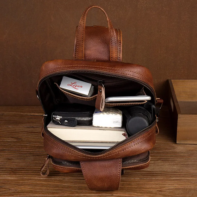 Full Grain Leather Chest Pack Handmade Shoulder Messenger Bag