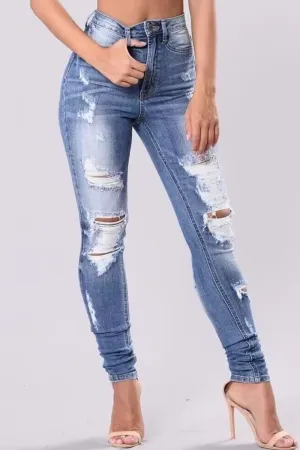 Full Size Plus Size Distressed Skinny Jeans