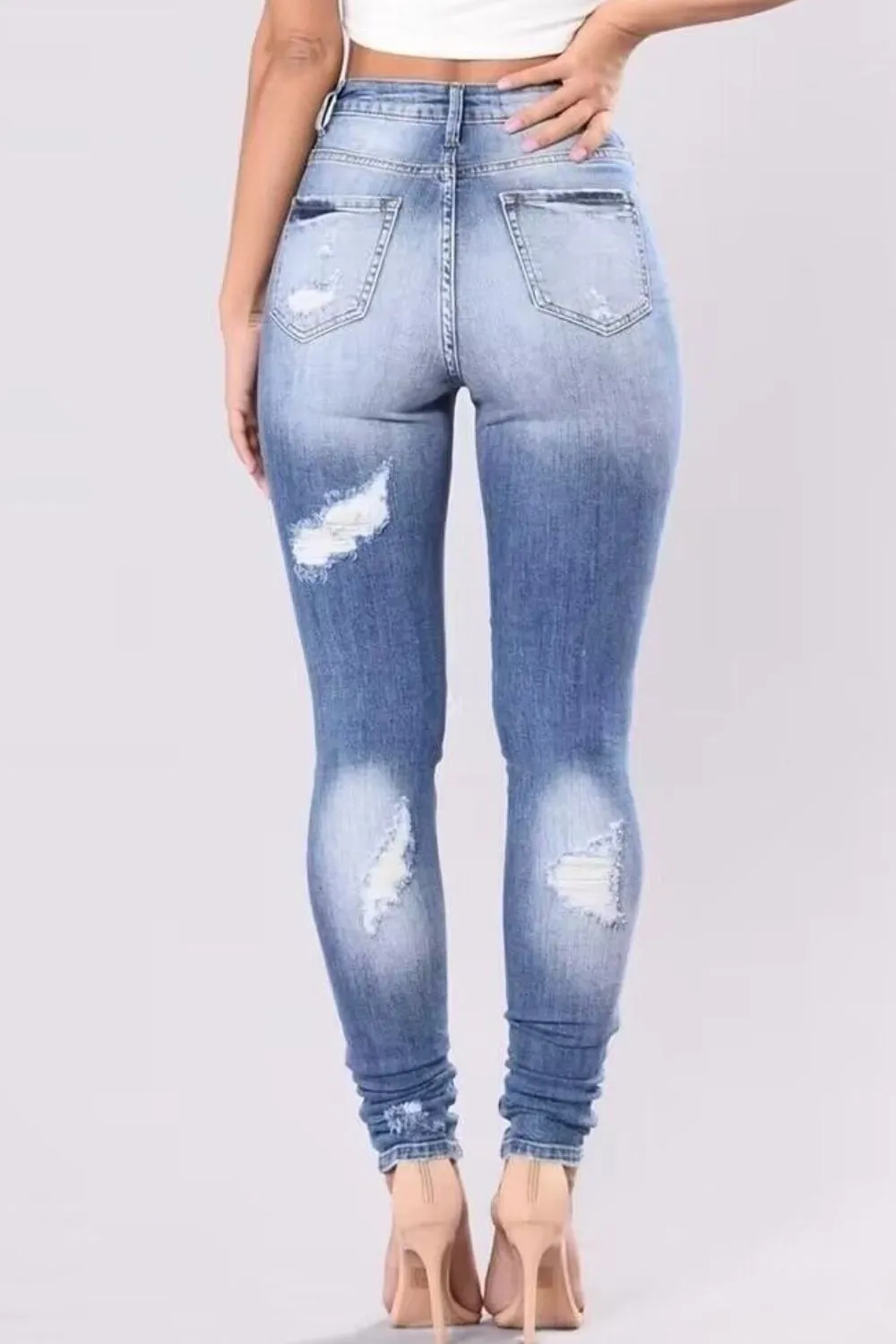 Full Size Plus Size Distressed Skinny Jeans