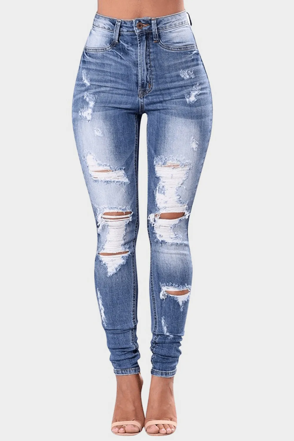 Full Size Plus Size Distressed Skinny Jeans