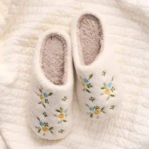 Fuzzy Slippers | Dainty Floral Blue   Yellow