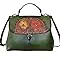 Genuine Leather Satchel with Embossing