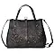Genuine Leather Satchel with Embossing