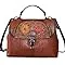 Genuine Leather Satchel with Embossing