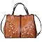 Genuine Leather Satchel with Embossing