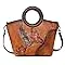 Genuine Leather Satchel with Embossing