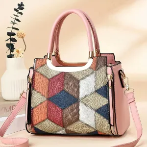 Geo Colorblock Handbags, Crocodile Embossed Crossbody Bag, Women's Office & Work Satchel Purse