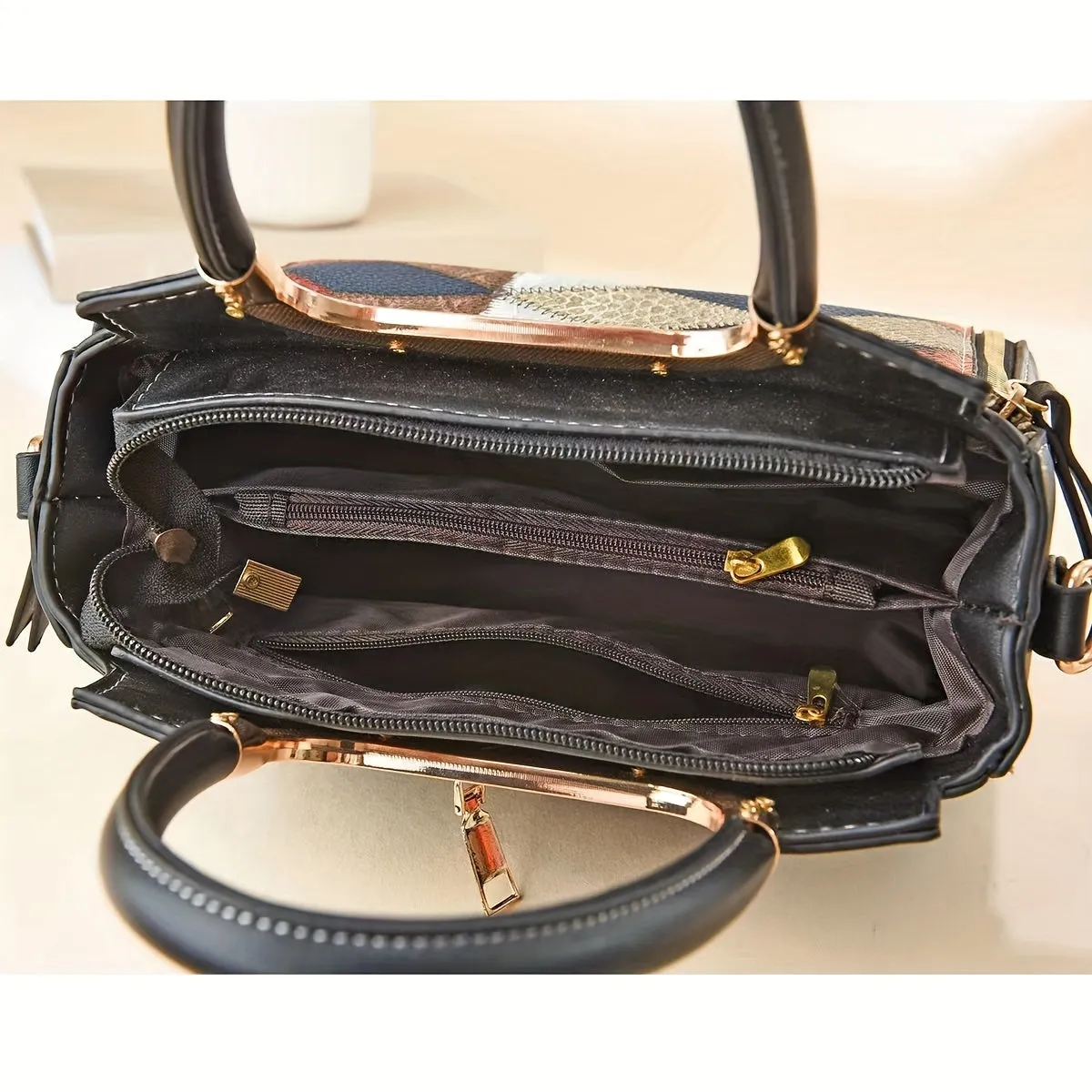 Geo Colorblock Handbags, Crocodile Embossed Crossbody Bag, Women's Office & Work Satchel Purse