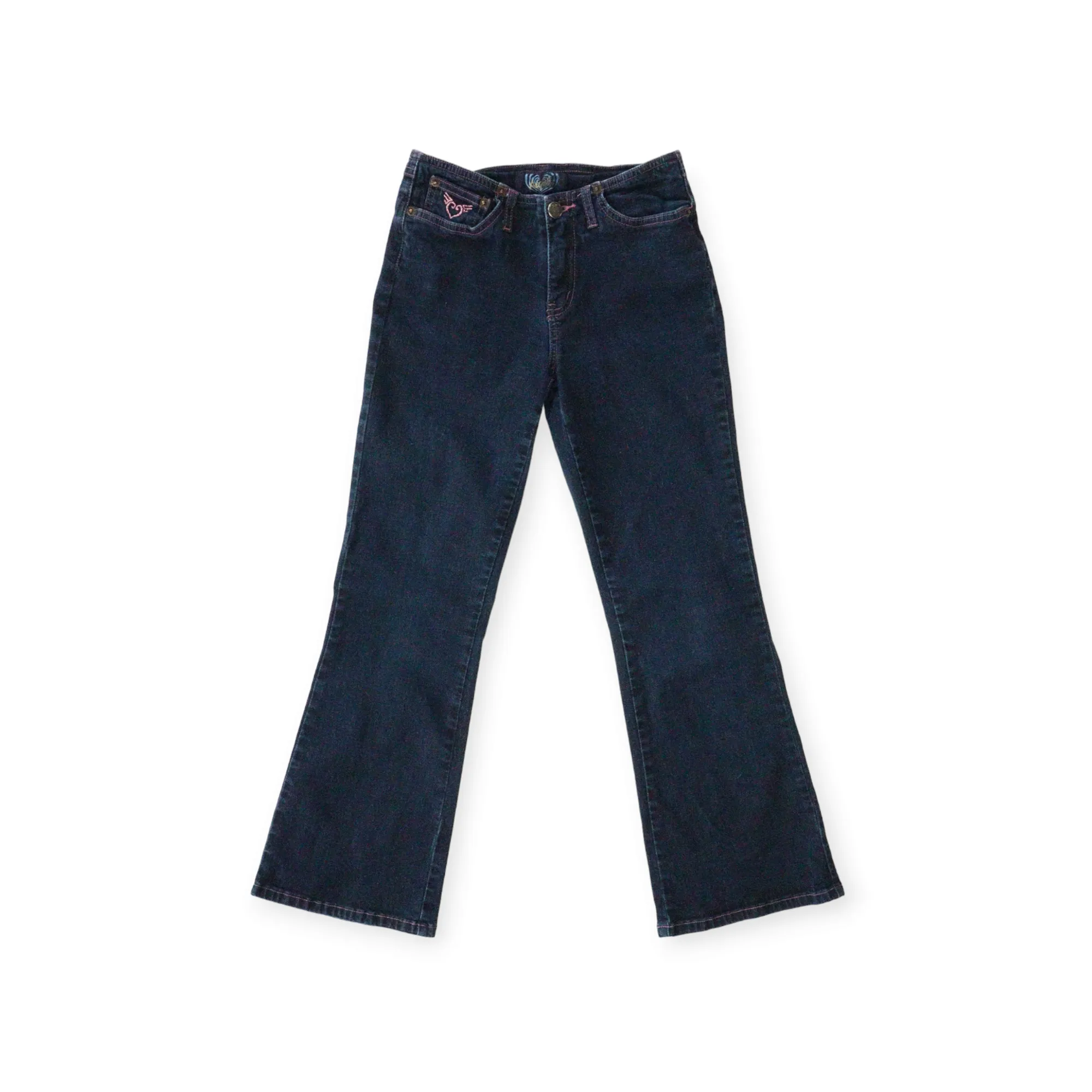 GIRL SIZE 10 YEARS - ANGEL JEANS, Flarred Darkwash Jeans EUC B55
