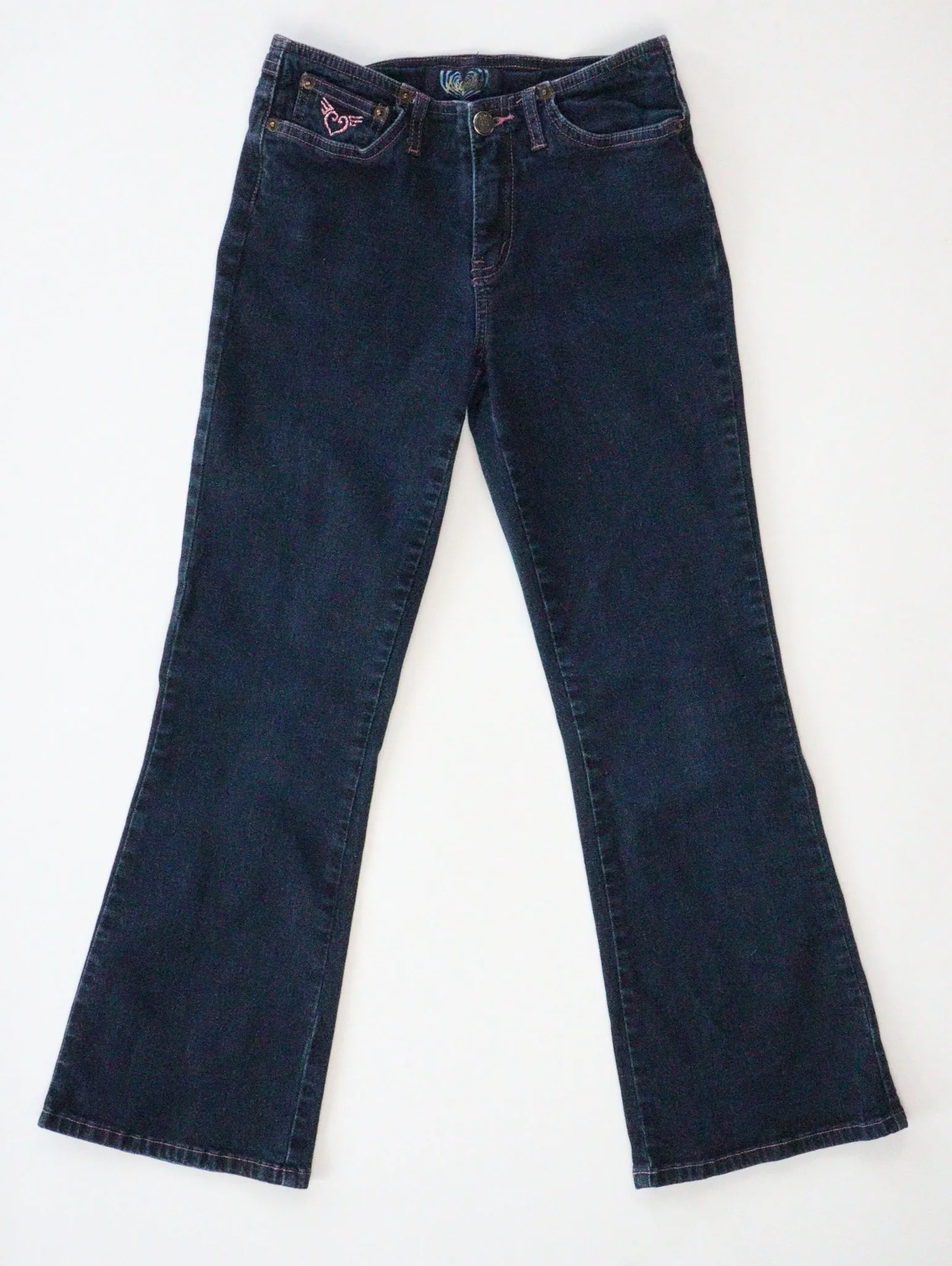 GIRL SIZE 10 YEARS - ANGEL JEANS, Flarred Darkwash Jeans EUC B55