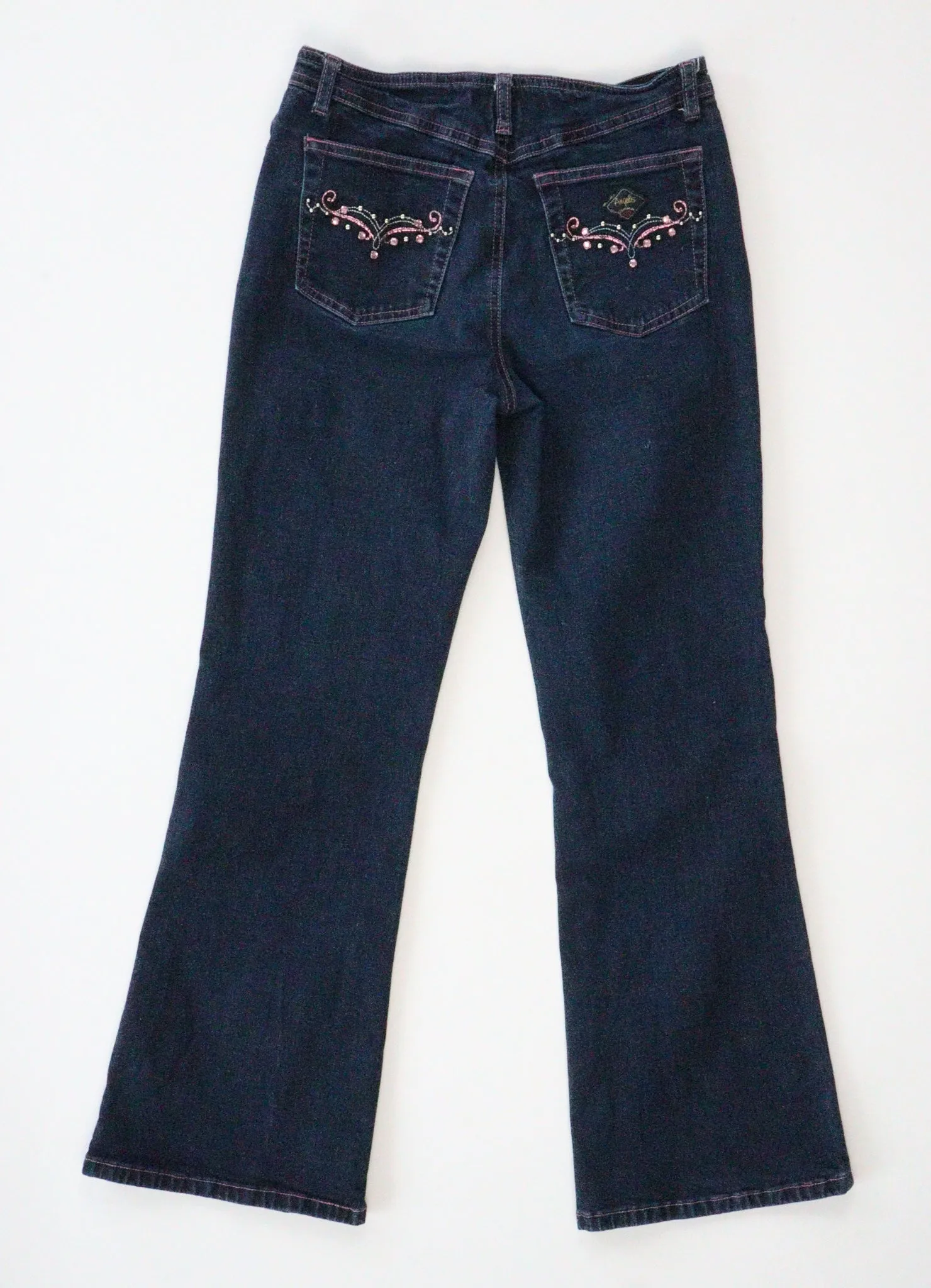 GIRL SIZE 10 YEARS - ANGEL JEANS, Flarred Darkwash Jeans EUC B55