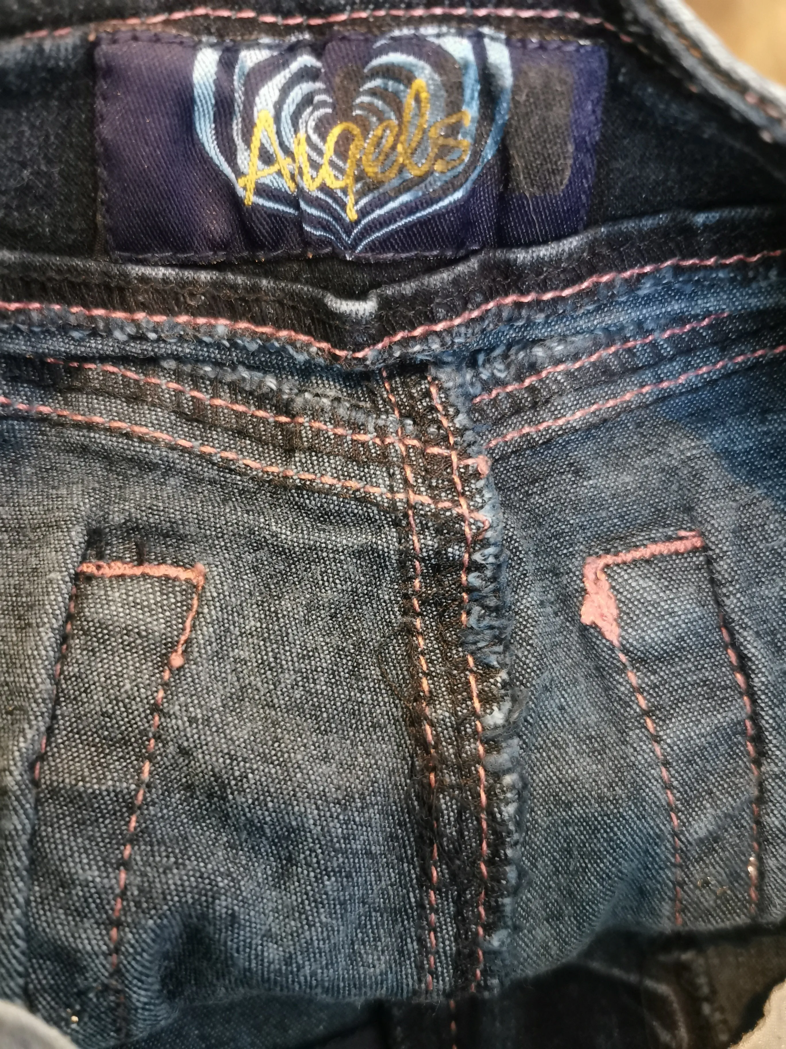 GIRL SIZE 10 YEARS - ANGEL JEANS, Flarred Darkwash Jeans EUC B55