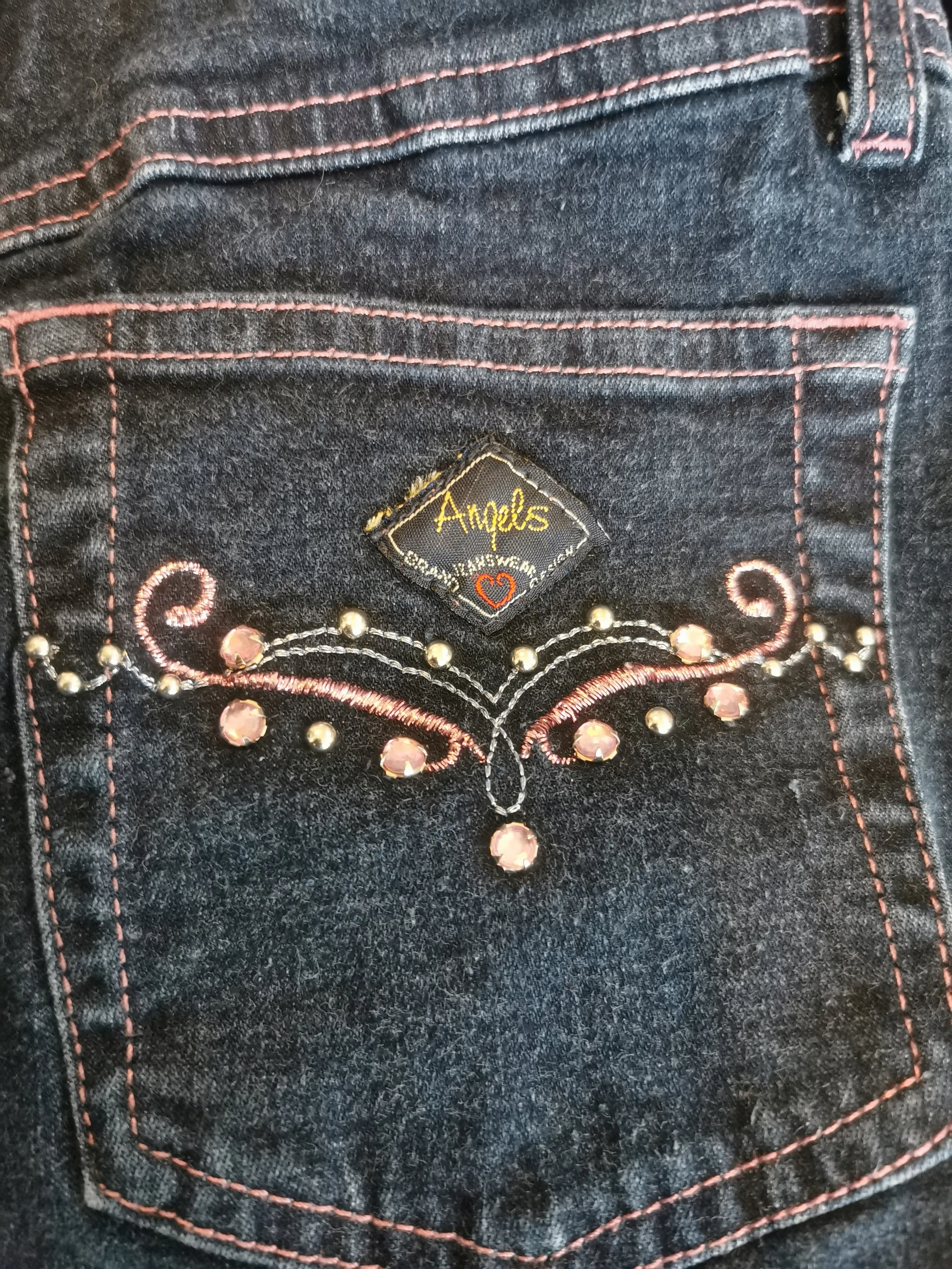 GIRL SIZE 10 YEARS - ANGEL JEANS, Flarred Darkwash Jeans EUC B55