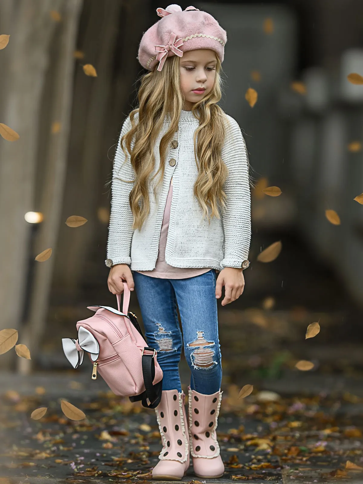 Girls Knit Button Up Sweater Cardigan