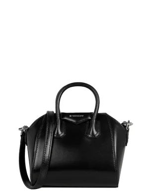 Givenchy Black Shiny Lord Calfskin Leather Micro Antigona Bag