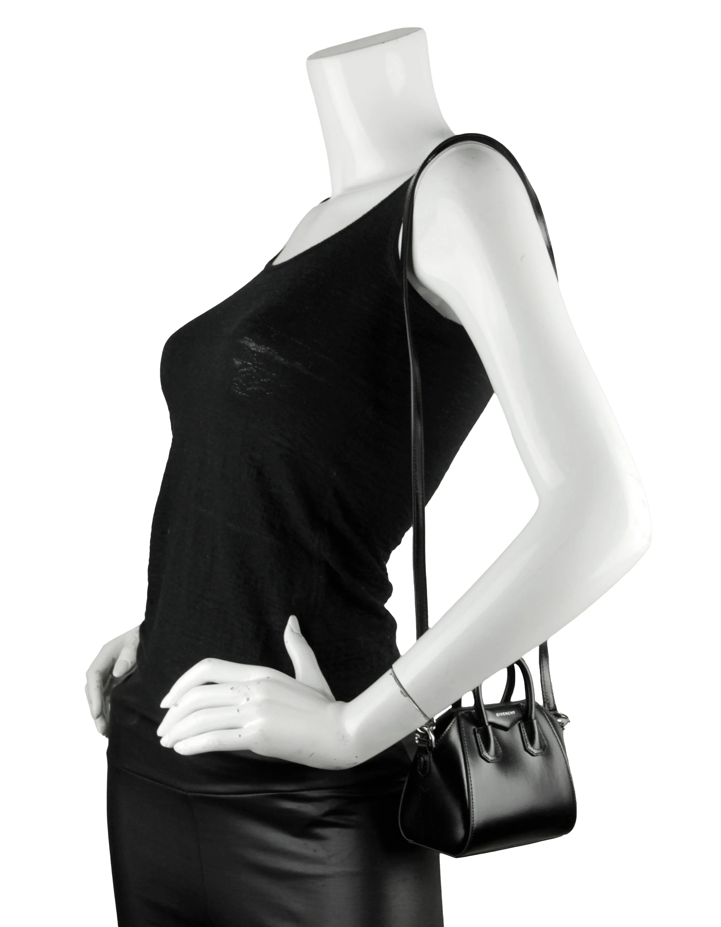 Givenchy Black Shiny Lord Calfskin Leather Micro Antigona Bag