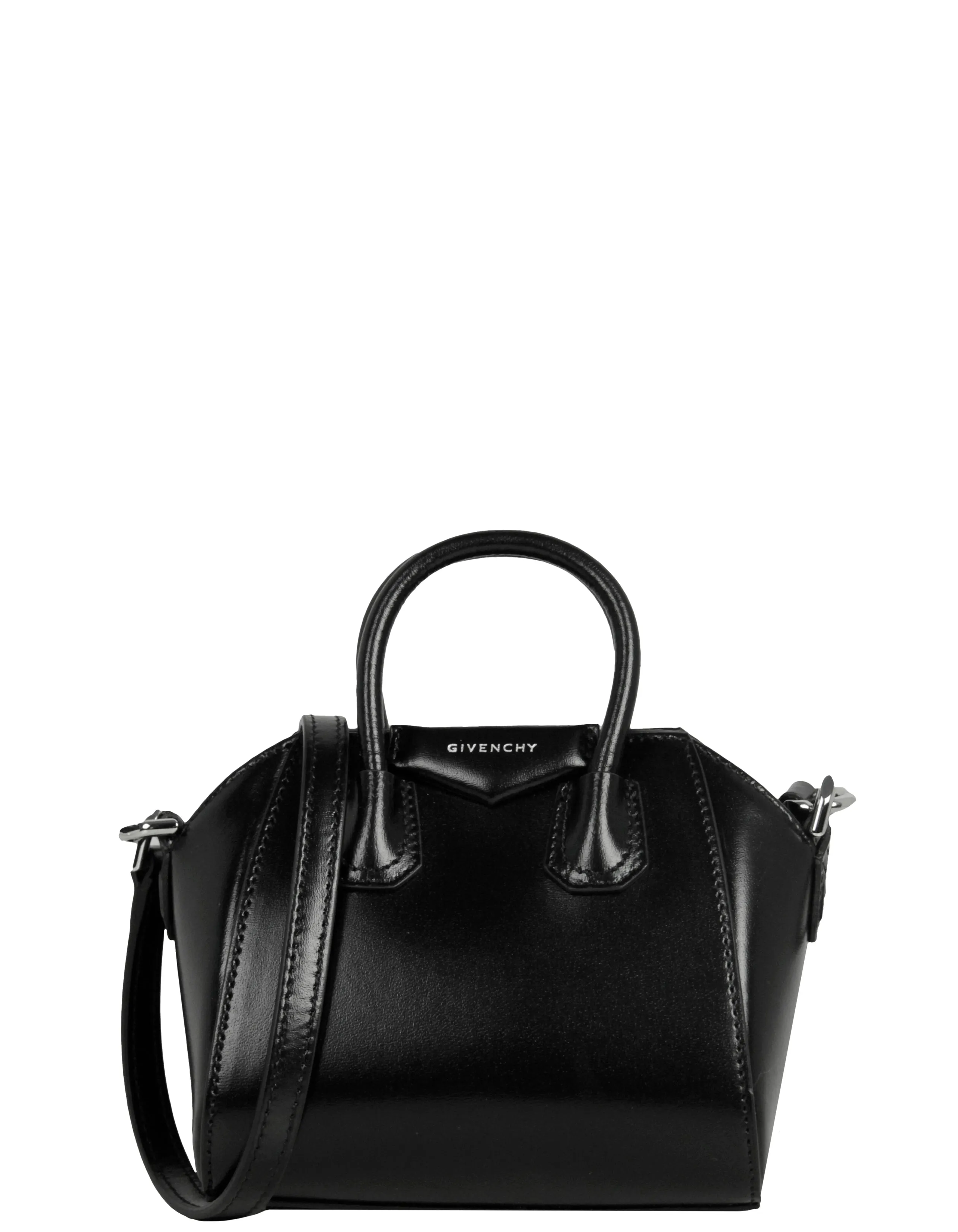 Givenchy Black Shiny Lord Calfskin Leather Micro Antigona Bag