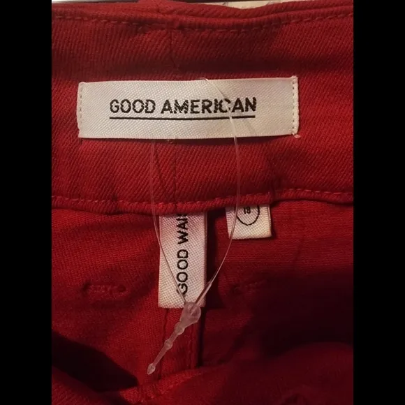 Good American Good Waist &quot;Waxed&quot; Jeans Red Size 18