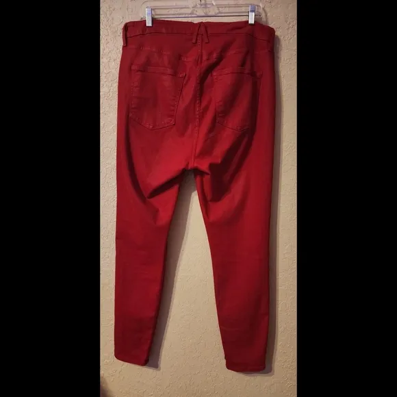 Good American Good Waist &quot;Waxed&quot; Jeans Red Size 18