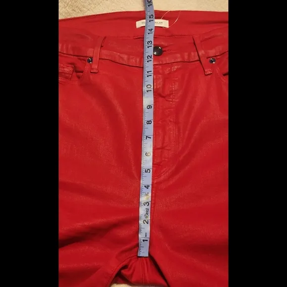 Good American Good Waist &quot;Waxed&quot; Jeans Red Size 18