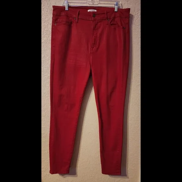 Good American Good Waist &quot;Waxed&quot; Jeans Red Size 18