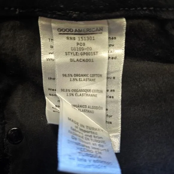 Good American Petite GP001ST Black001 Women Size 8/29 Skinny Jeans