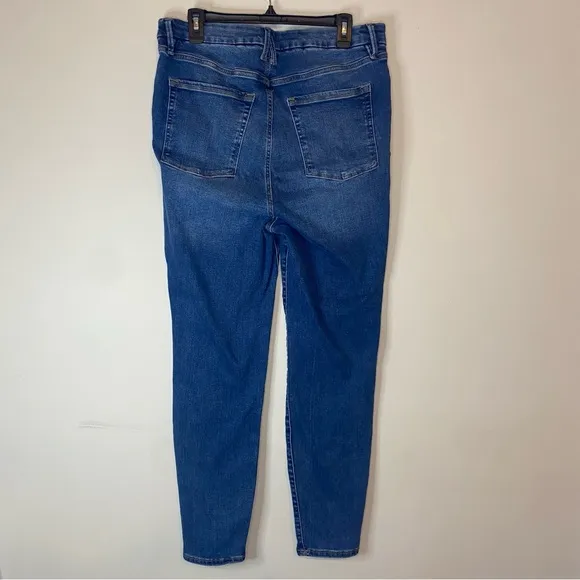 Good American Skinny High Rise Pull On Classic Blue Denim Jeans Size 5 2XL
