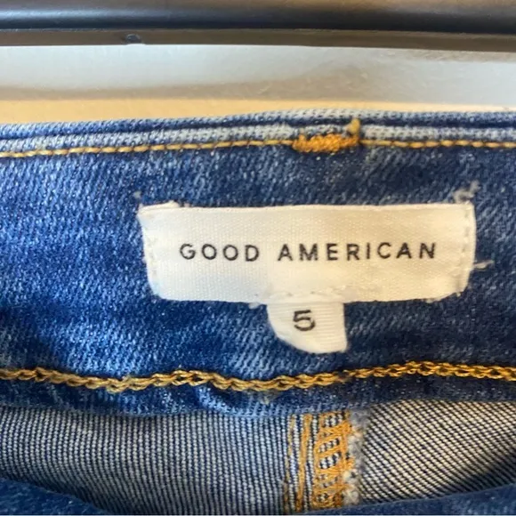 Good American Skinny High Rise Pull On Classic Blue Denim Jeans Size 5 2XL