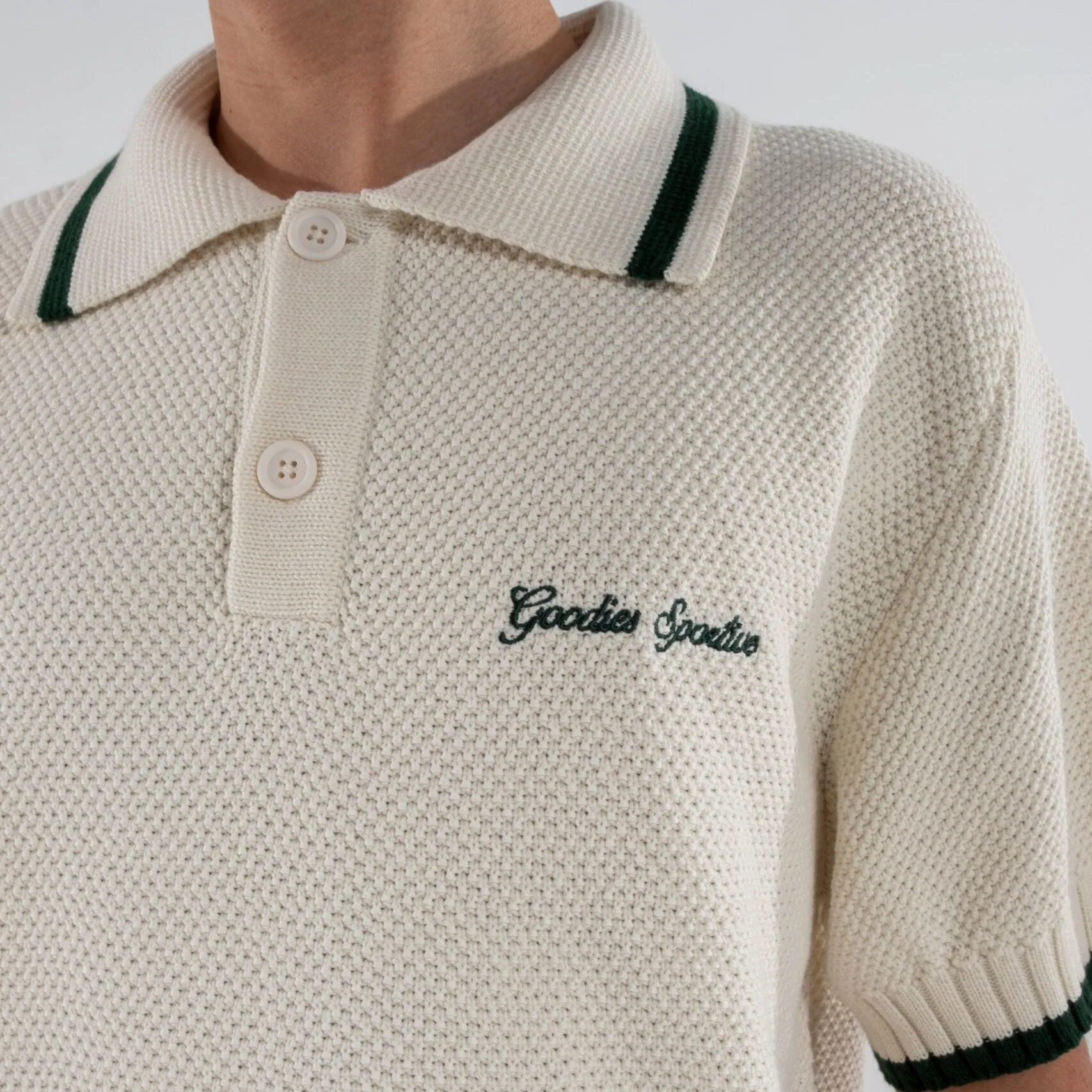 Goodies Sportive Contrast Knit Polo White