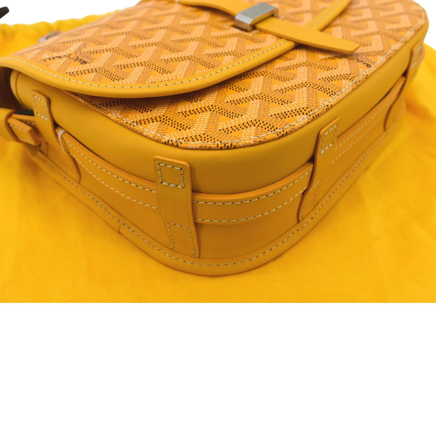 GOYARD Belvedere PM Goyardine Chevron Canvas Messenger Bag Yellow