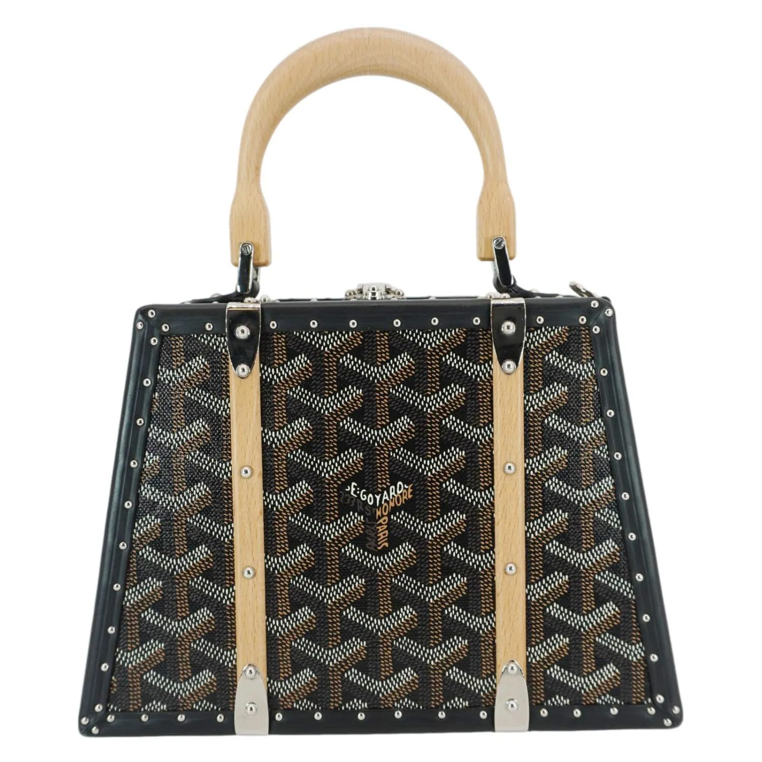 GOYARD Saigon Mini Chevron Print Coated Canvas Top Handle Bag Black