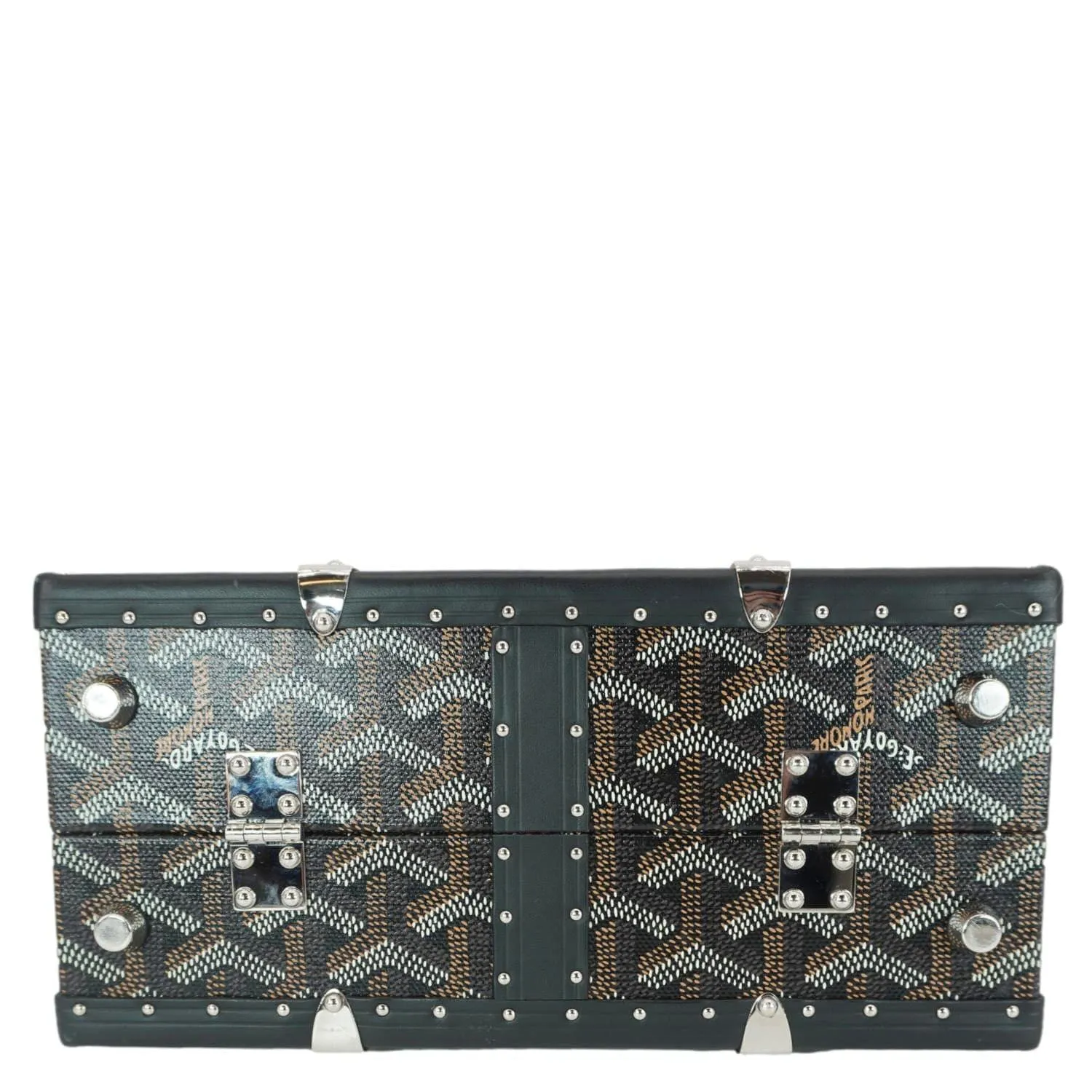 GOYARD Saigon Mini Chevron Print Coated Canvas Top Handle Bag Black