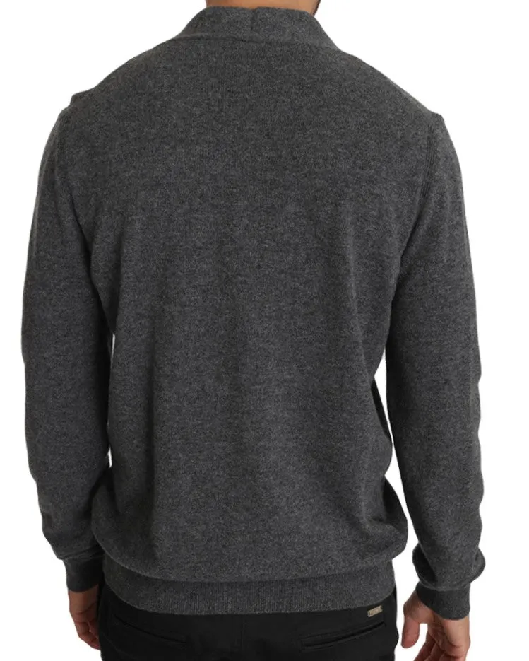 Gray Cashmere V-neck Pullover Top Sweater