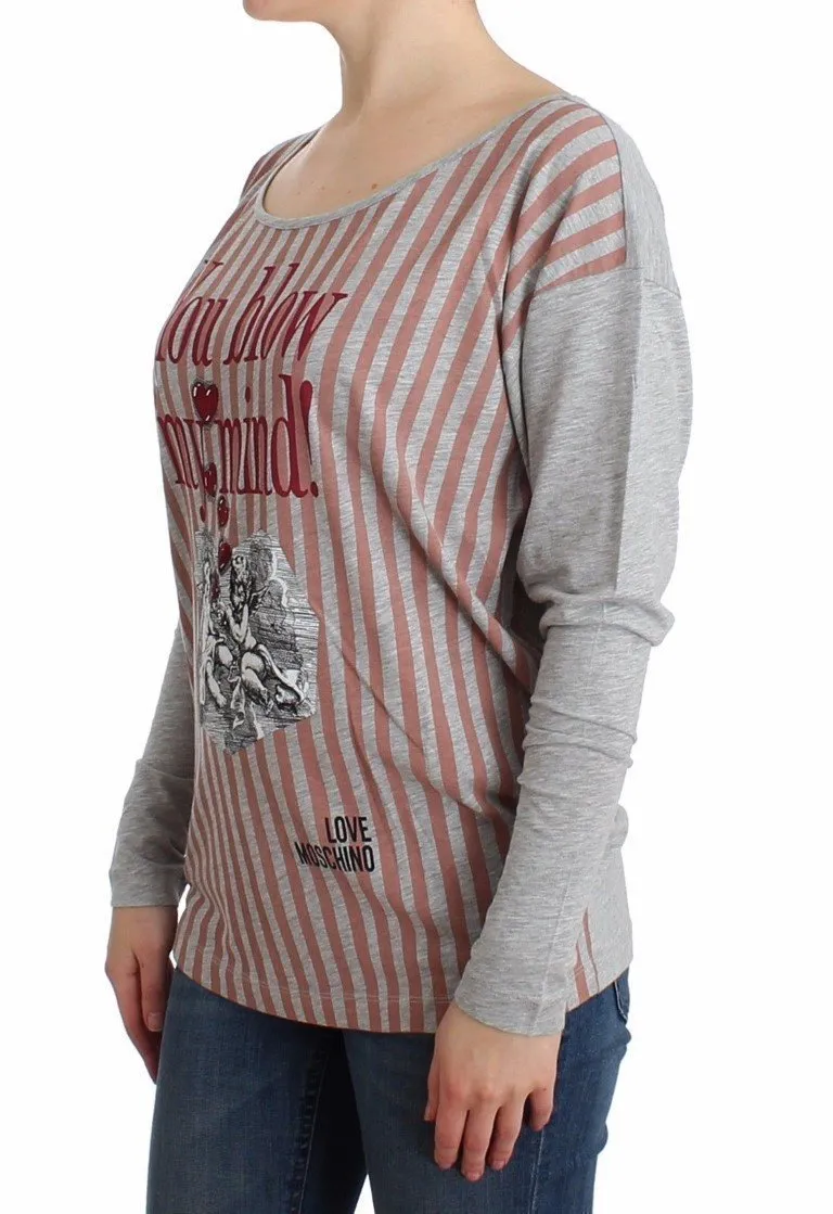 Gray striped longsleeved cotton top