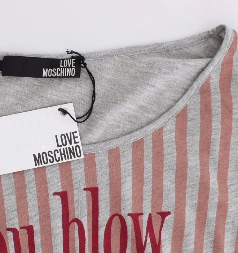 Gray striped longsleeved cotton top
