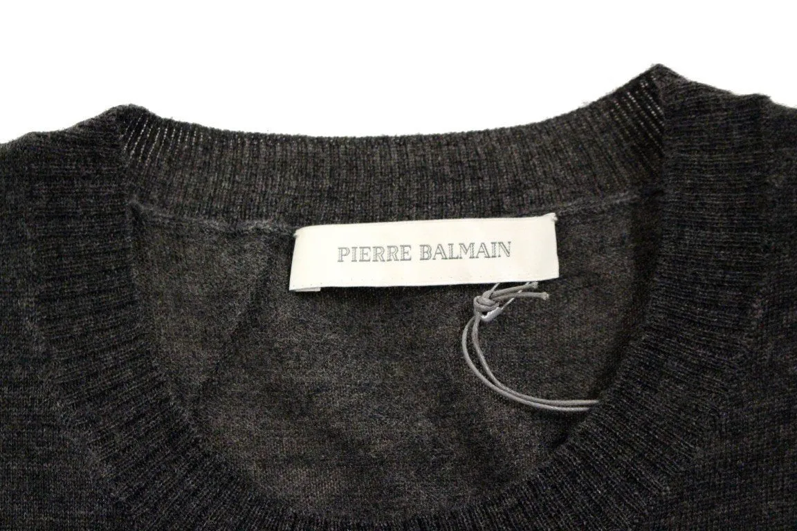 Gray wool crewneck sweater