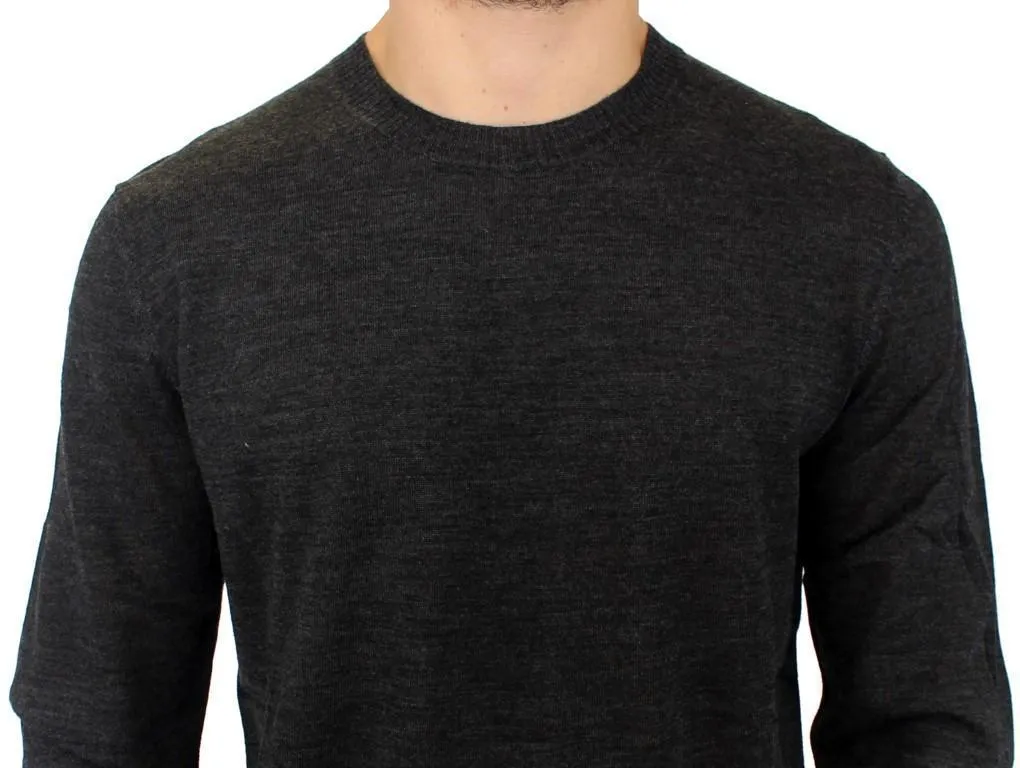 Gray wool crewneck sweater